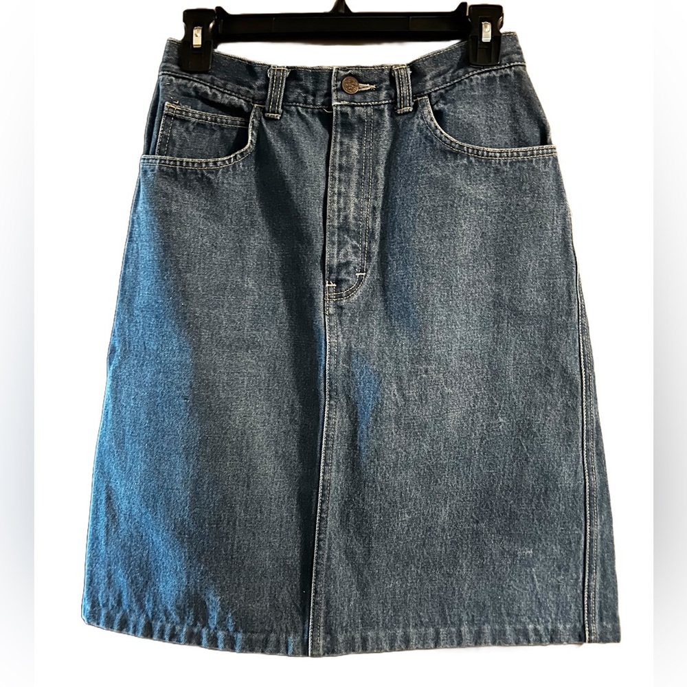 Vintage Lacoste Blue A-Line Knee-Length Denim Skirt